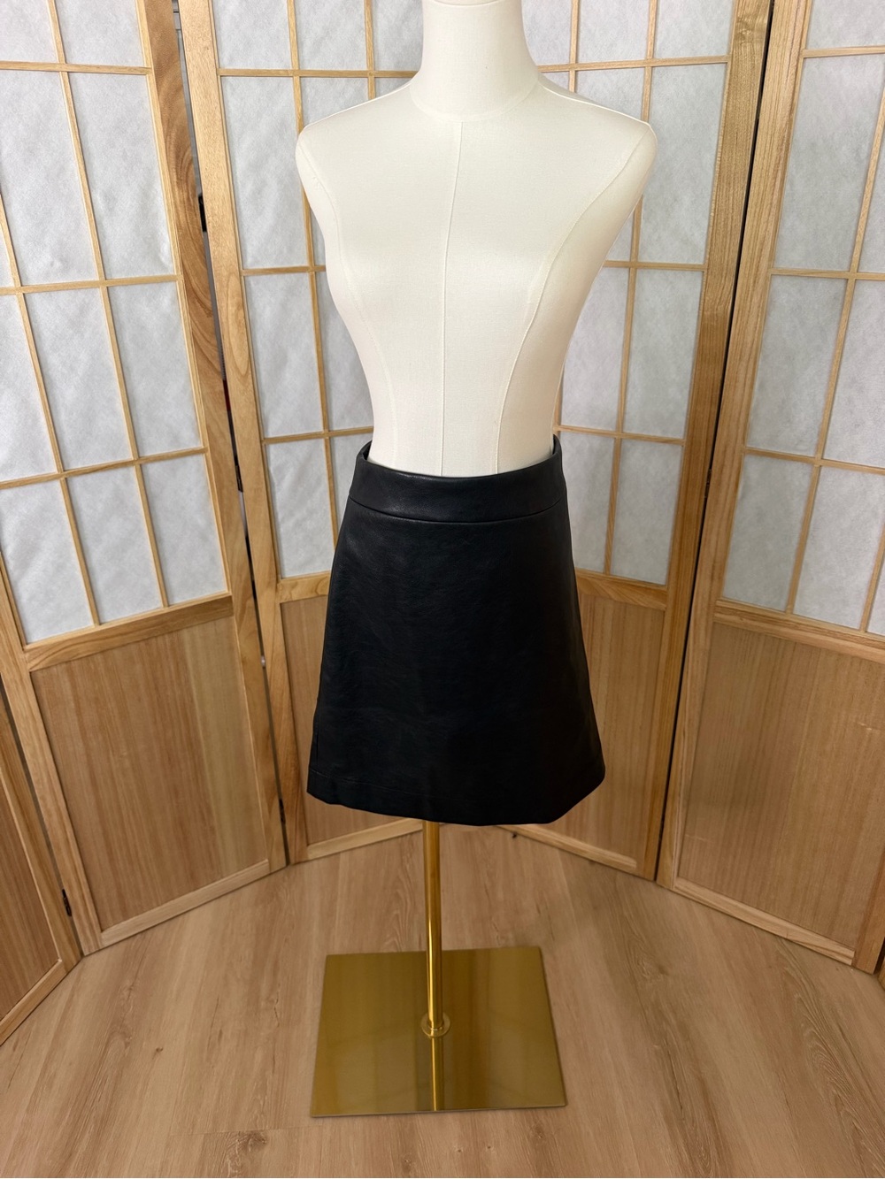 J. Crew Black Faux Leather A-Line Mini Skirt